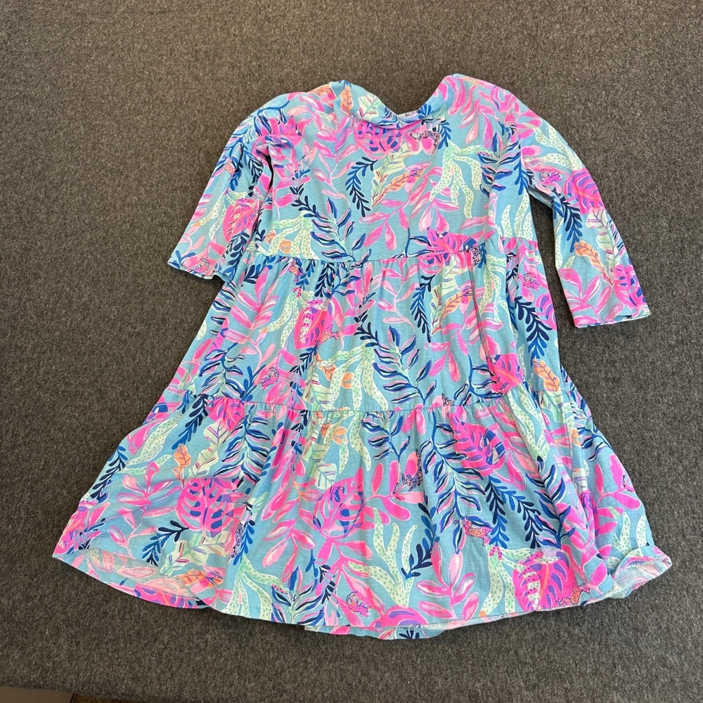 Lilly Pulitzer Mini Geanna Dress LS Multi Splendor In The Sand Girl's XL 12-14 - Picture 2 of 13
